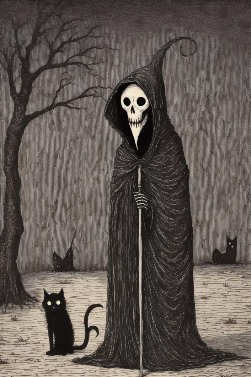 00228-2969022282-_lora_Edward Gorey Style_1_Edward Gorey Style - Edward Gorey Creepy Grim Reaper and Tearful Cat Very creepy 8K.png